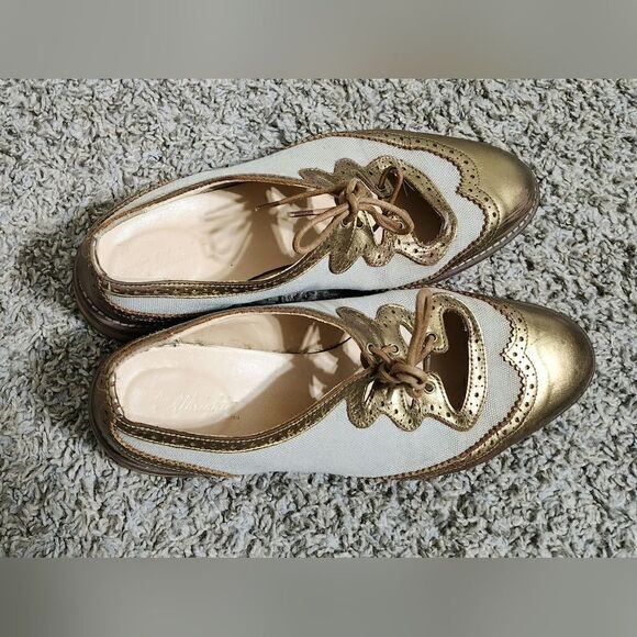 Anthropologie miss Albright Curricula cutout oxford’s bronze shoes size 9 - Picture 3 of 10